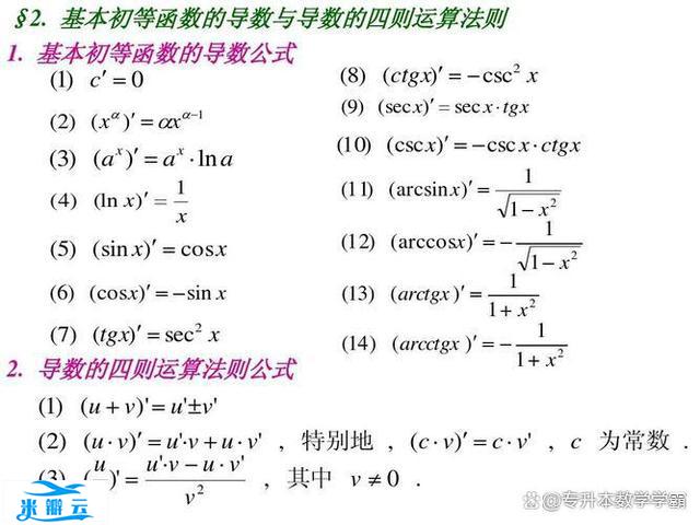 函数的四则运算求导法则